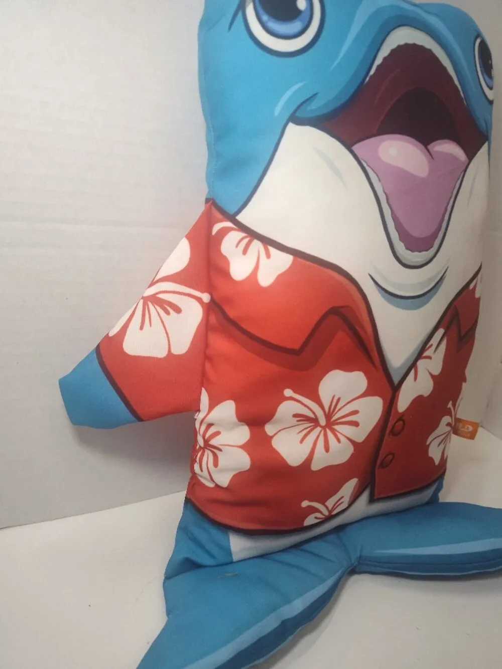 Wild Republic Shark Plush Throw Pillow Hawaiian Shirt Blue Novelty Decor